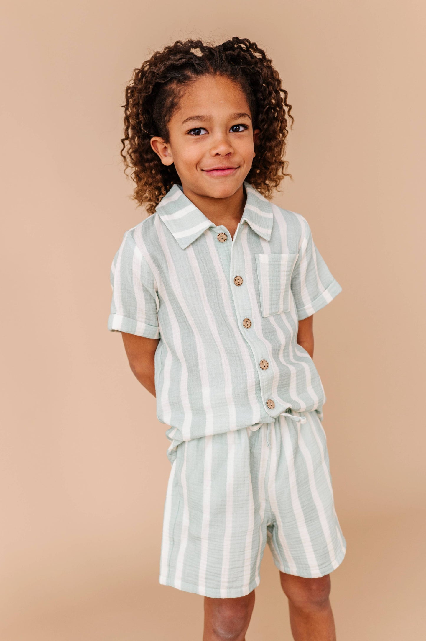Mint Bay Stripes | BOYS LINEN SET