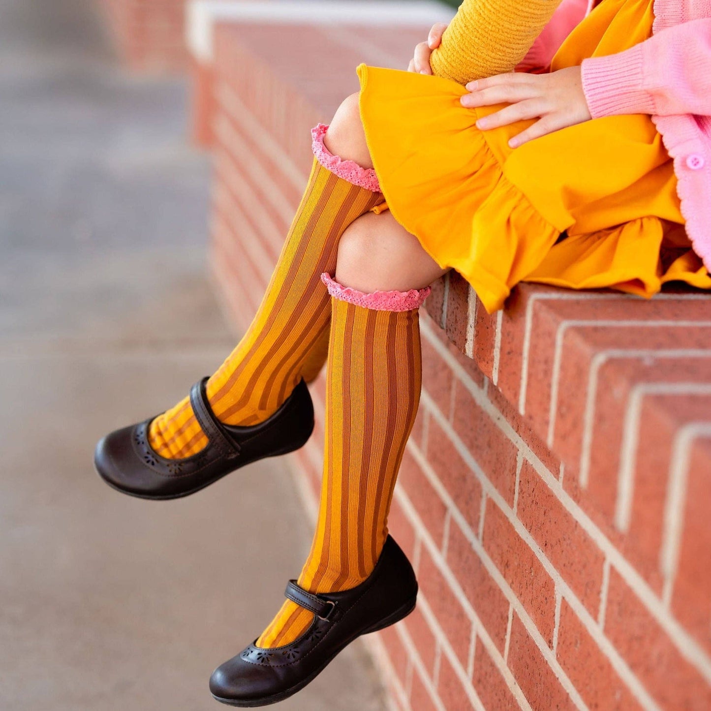 Little Stocking Co. - Pencil Lace Top Knee High Socks