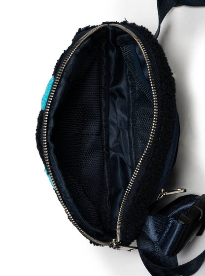 Adjustable Belt Bag - Blue & White Daisies - Navy Blue