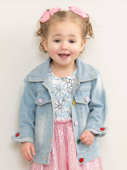 Rainbow Sequin Denim Jacket