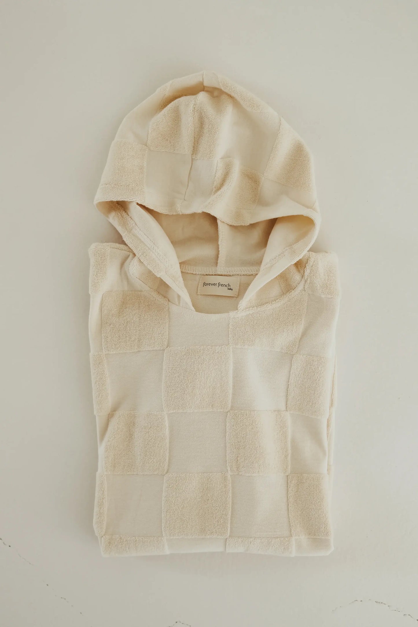 Forever French Baby - Hooded Towel | Cream Checkerboard