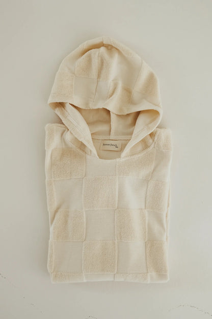 Forever French Baby - Hooded Towel | Cream Checkerboard