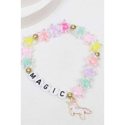 Magic Letter Kids Beads Bracelets with unicorn pendant