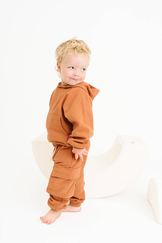 Little One Shop - Espresso Cargo Hoodie Set