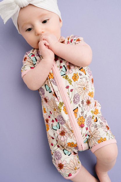 Little One Shop - Wild Petals Bamboo Short Romper