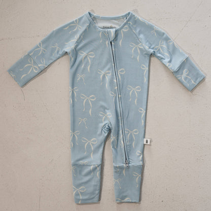 Forever French Baby - Bamboo Zip Pajamas | Blue Bows