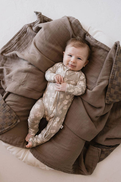 Forever French Baby - Bamboo Zip Pajamas  | French Gray Floral