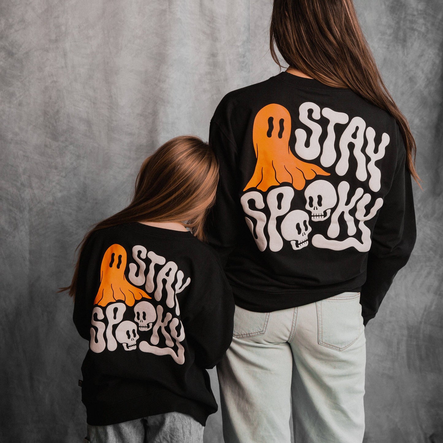 RAGS - Drop Shoulder Kids Sweatshirt - 'Stay Spooky' - Asphalt