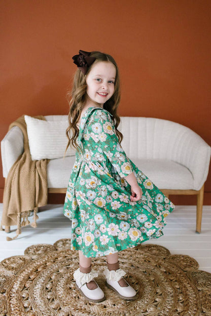 Ollie Jay - Rubina Twirl Dress in Vintage Greens