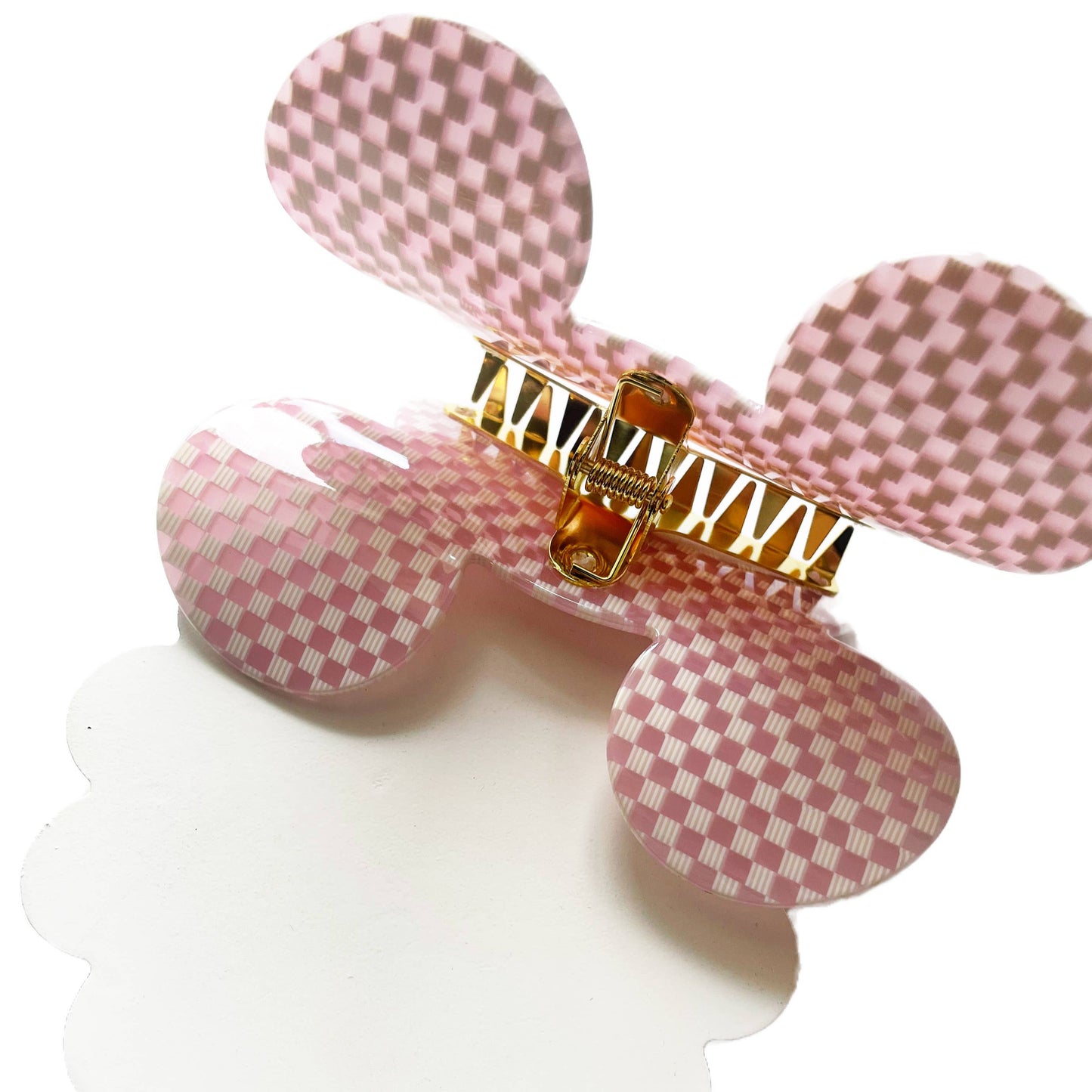 Pink Mini Checkered LARGE Magical Mouse Claw Clip