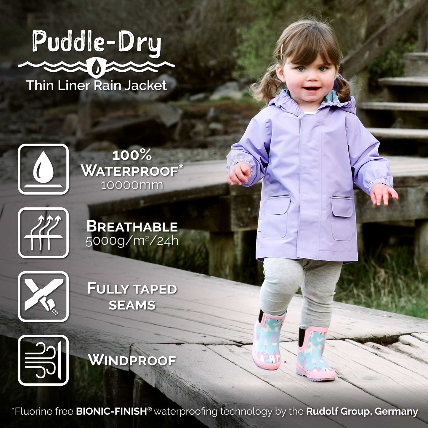 Jan & Jul - Nebula Blue | Puddle-Dry Waterproof Jacket: Thin Liner