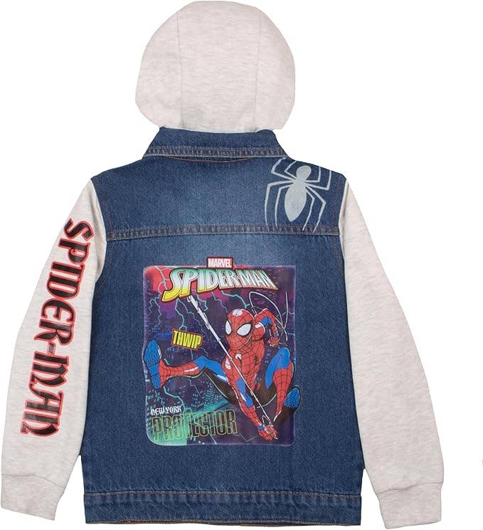 SPIDER-MAN Boys Hooded Denim Jacket