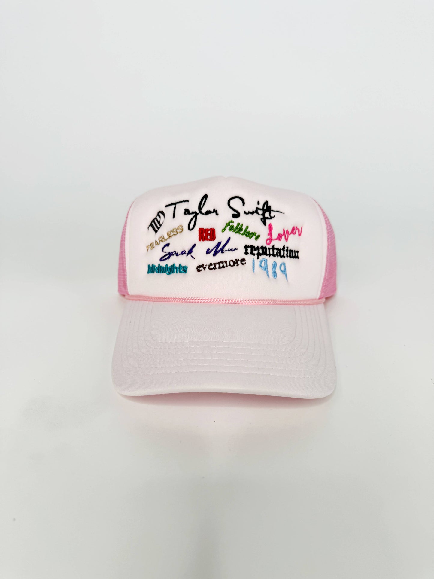 Taylors Albums Trucker Hat: Pink Solid