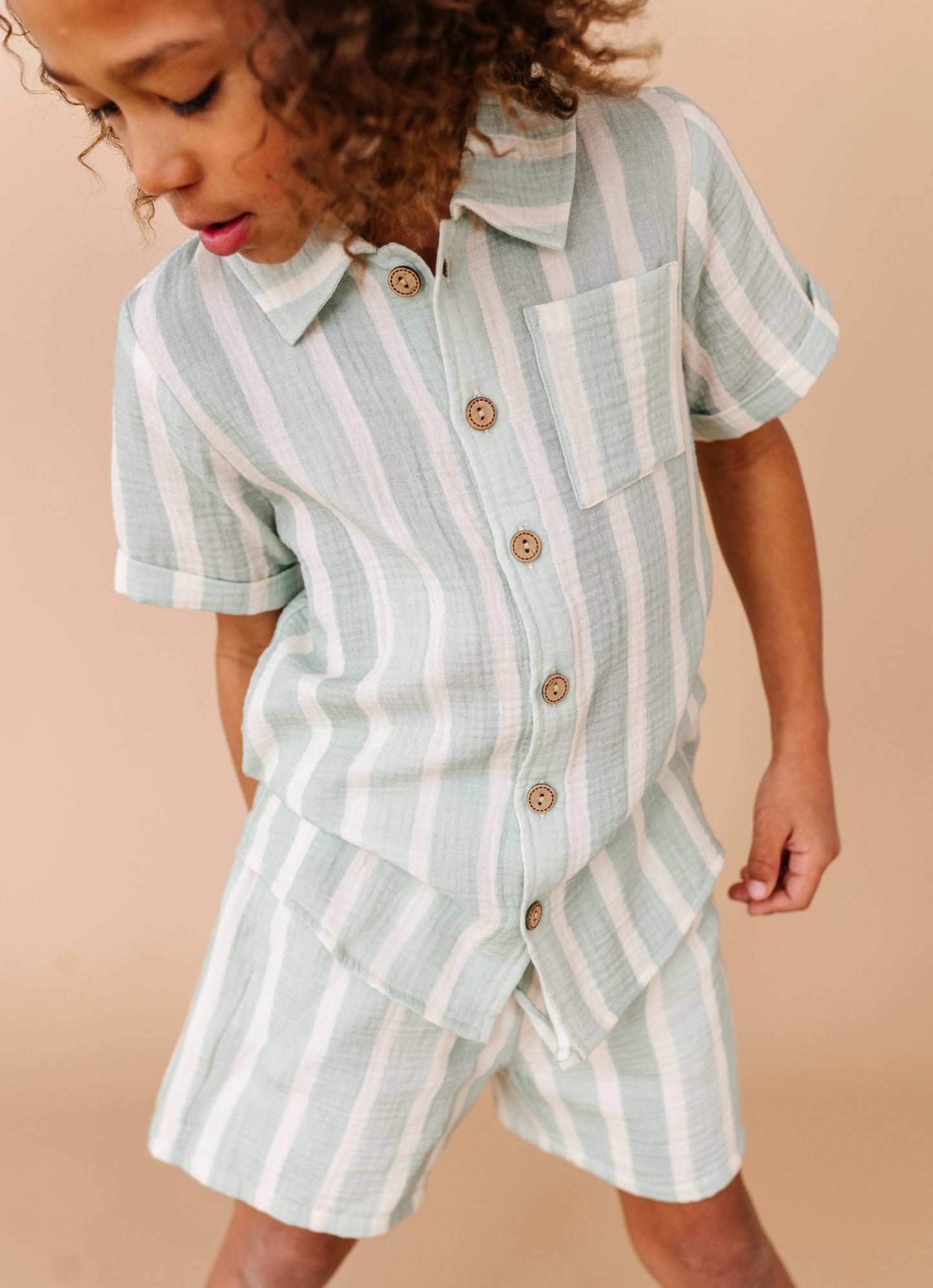 Mint Bay Stripes | BOYS LINEN SET