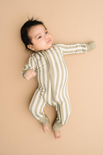 Little One Shop - Olive Stripe Bamboo Sleeper