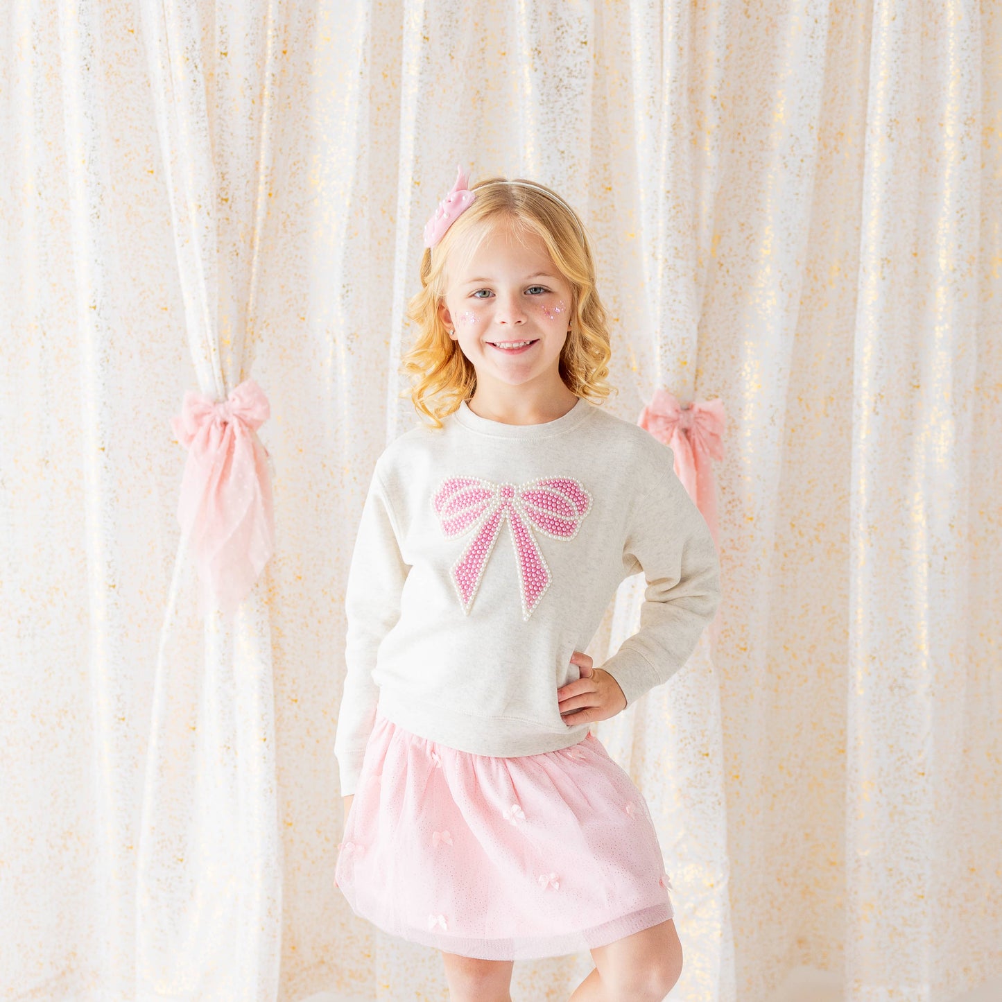 Sweet Wink - Pearl Bow Patch Sweatshirt - Kids Boutique Clothing: 2T