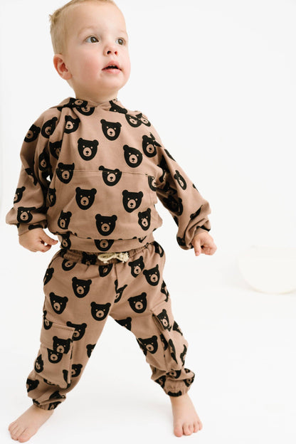 Little One Shop - Brown Bear Cargo Hoodie Set