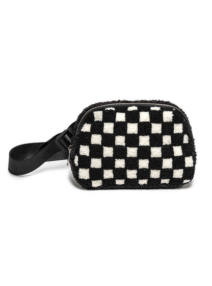 Adjustable Belt Bag - Black & White Checkered - Black