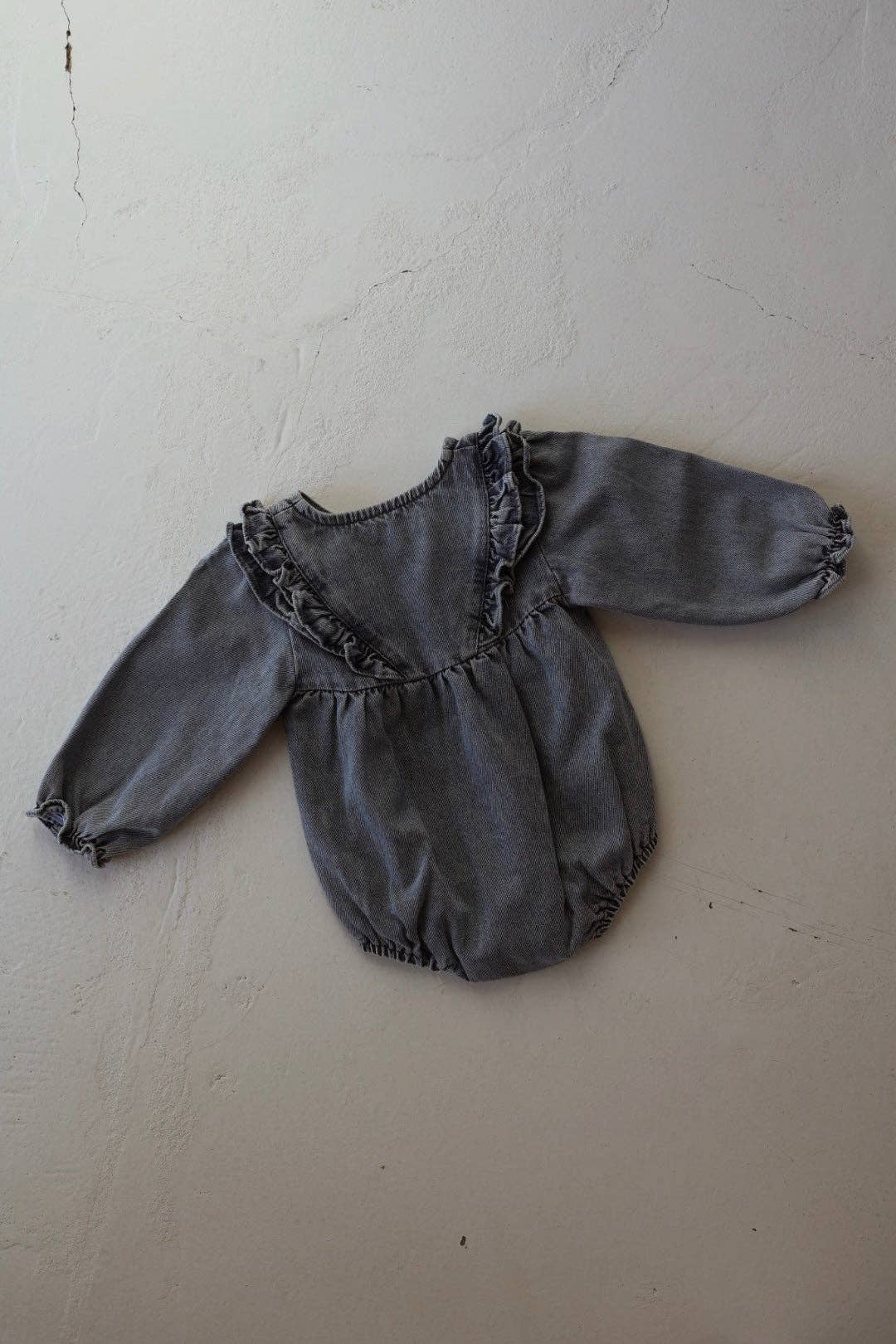 Forever French Baby - Denim Romper | Ruffle