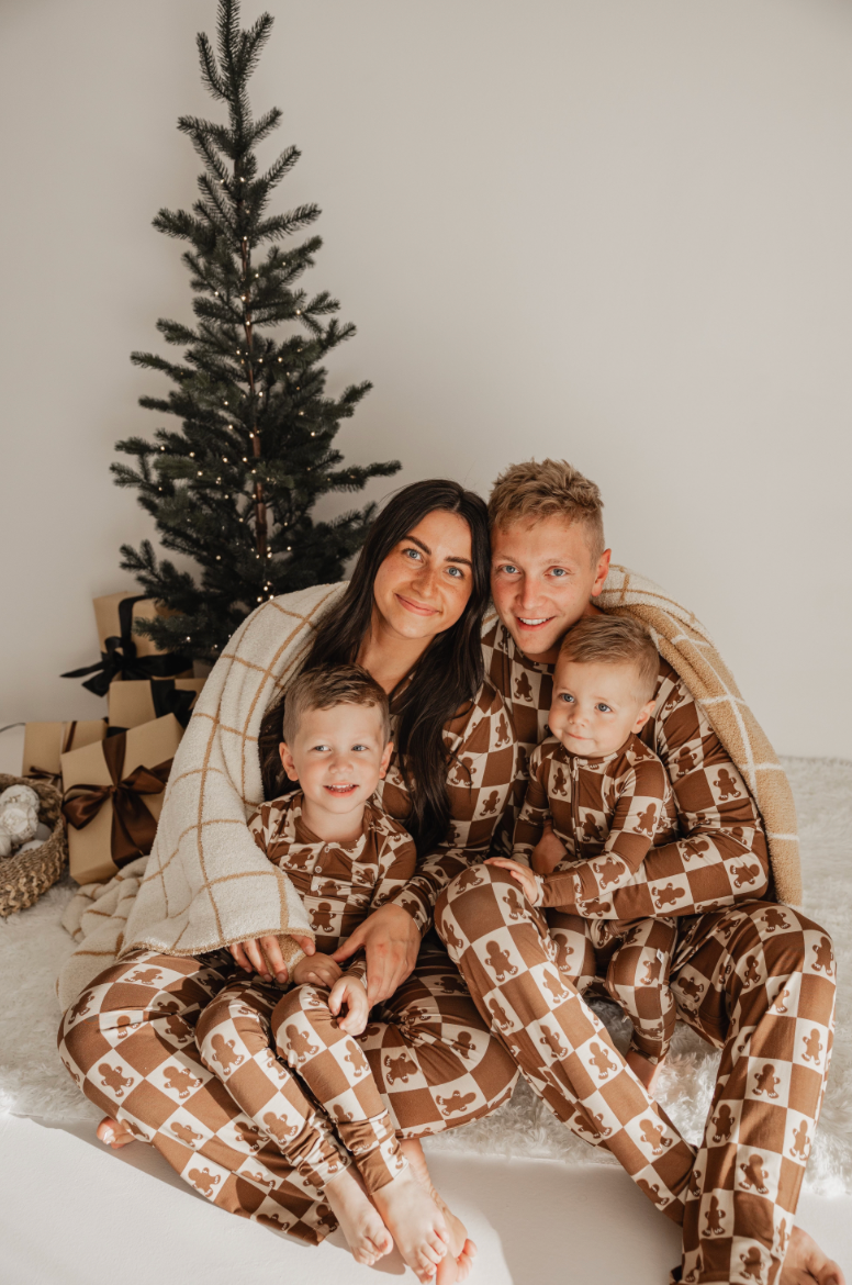 Forever French Baby - Bamboo Two Piece Pajamas | Gingerbread Checkerboard