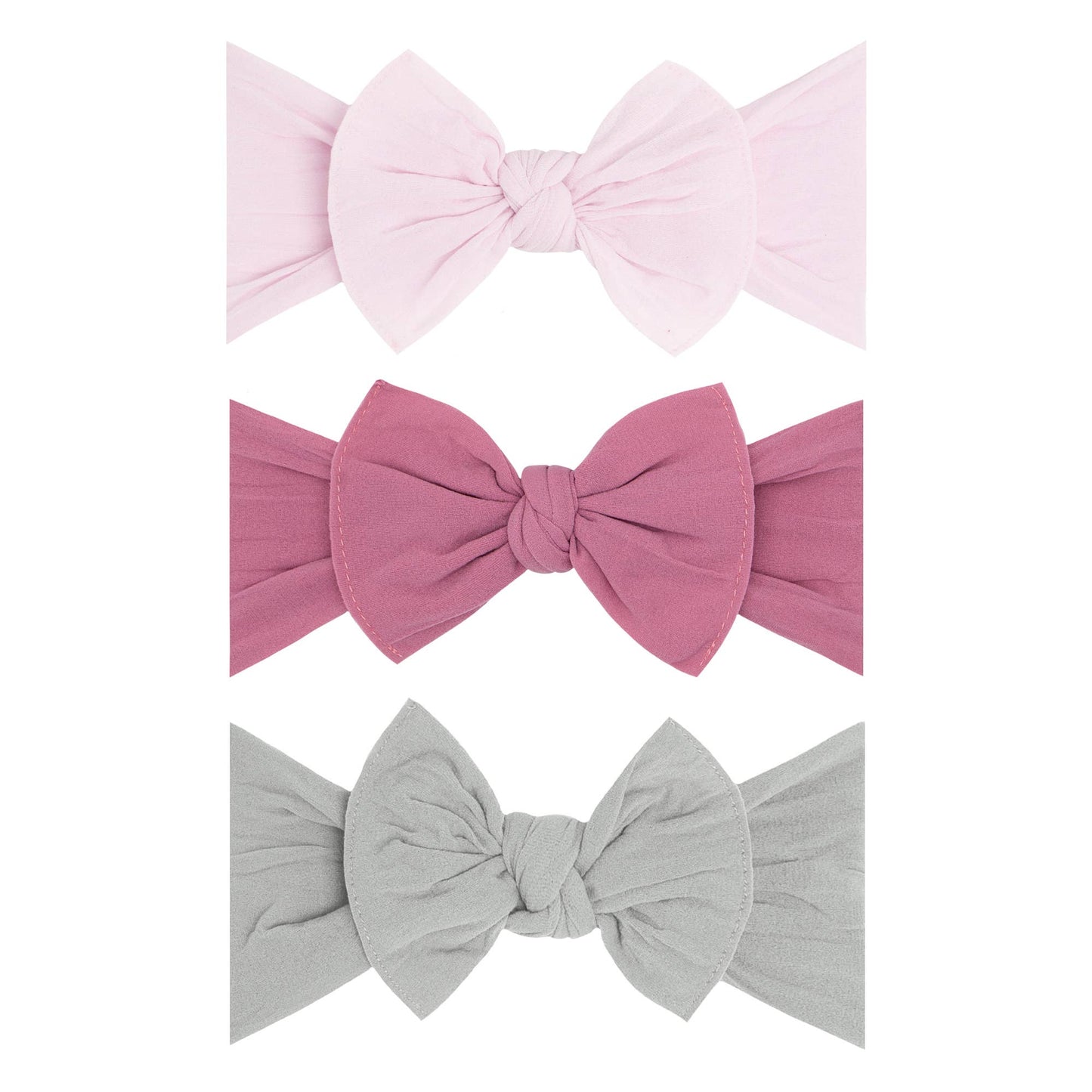 Baby Bling Bows - 3PK BOX KNOT SET: primrose+mauve+grey