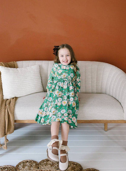 Ollie Jay - Rubina Twirl Dress in Vintage Greens