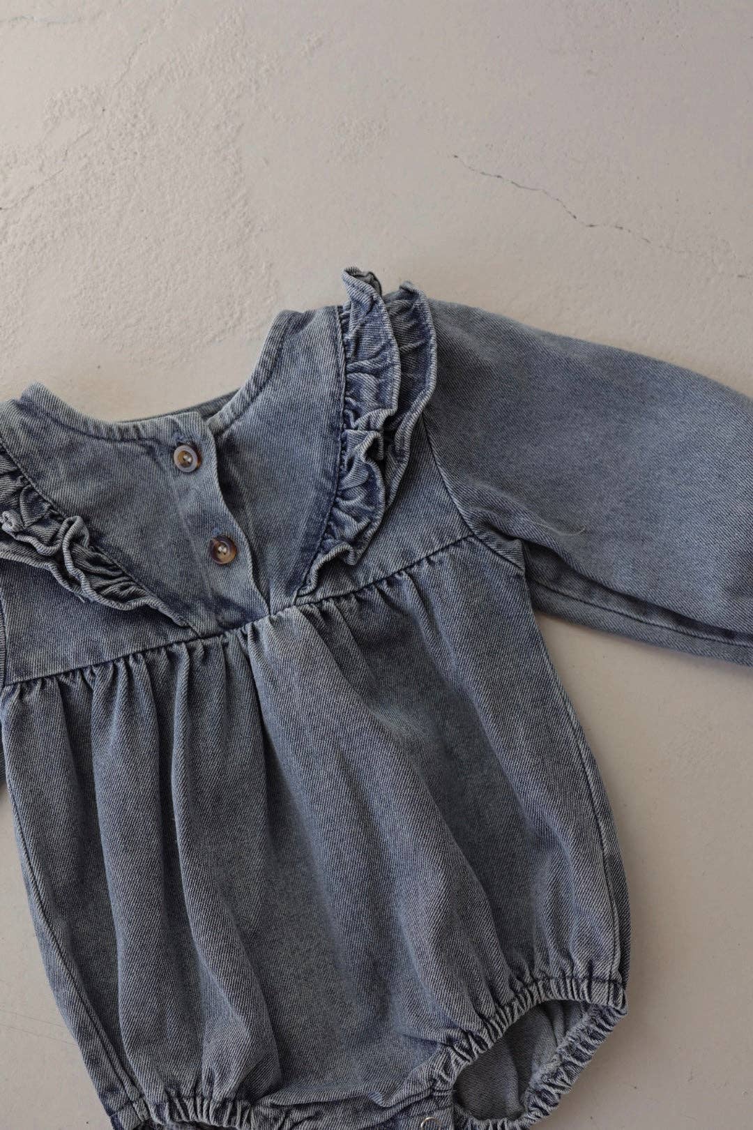 Forever French Baby - Denim Romper | Ruffle
