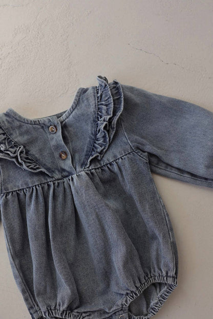 Forever French Baby - Denim Romper | Ruffle