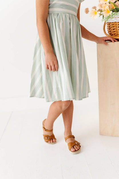 Mint Bay Stripes | TIE-BACK DRESS