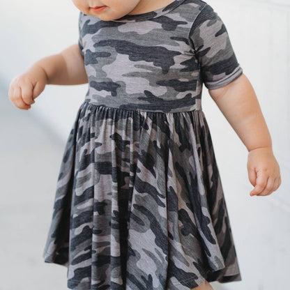 MID SLEEVE BAMBOO DRESS- Camo