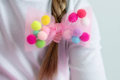 Tutu Skirt | Pom Pom Tutu & Bow Hair Tie 2PC Set | Pink