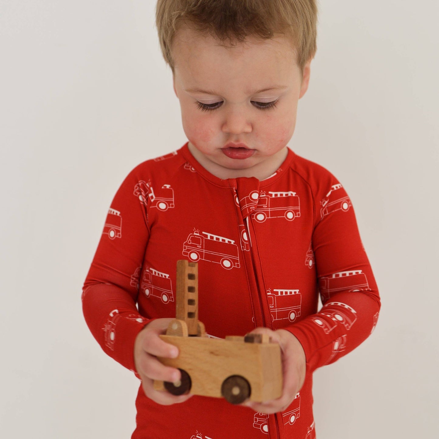 Forever French Baby - Bamboo Zip Pajamas | Fire Truck