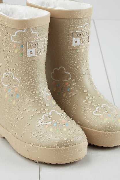 Grass & Air - Stone Colour-Changing Kids Winter Wellies