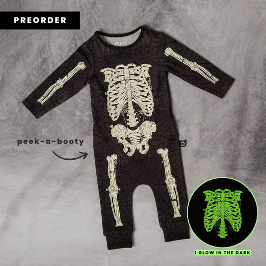 RAGS - Infant Rag Romper - 'Full Body Skelly' - Black