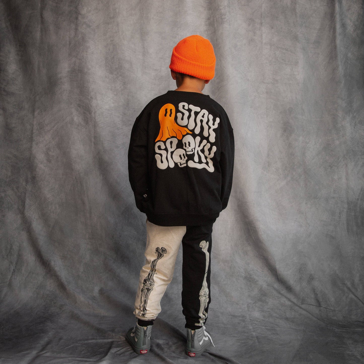 RAGS - Drop Shoulder Kids Sweatshirt - 'Stay Spooky' - Asphalt