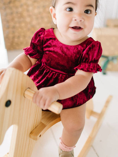 Ollie Jay - Quinn Romper in Crushed Cranberry Velvet