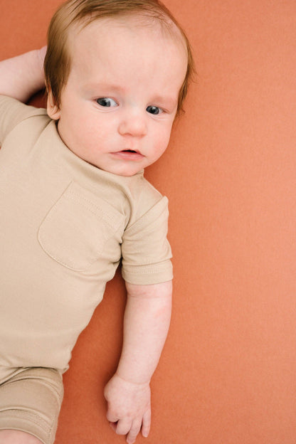 Little One Shop - Sandstone Bamboo Pocket Romper