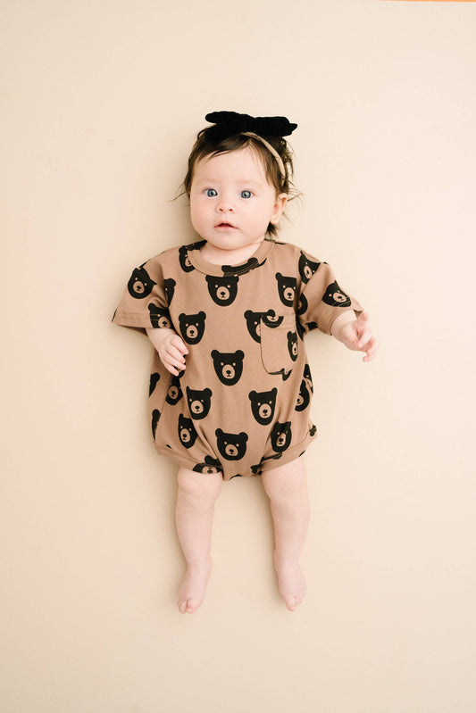 Little One Shop - Brown Bear Pocket Romper