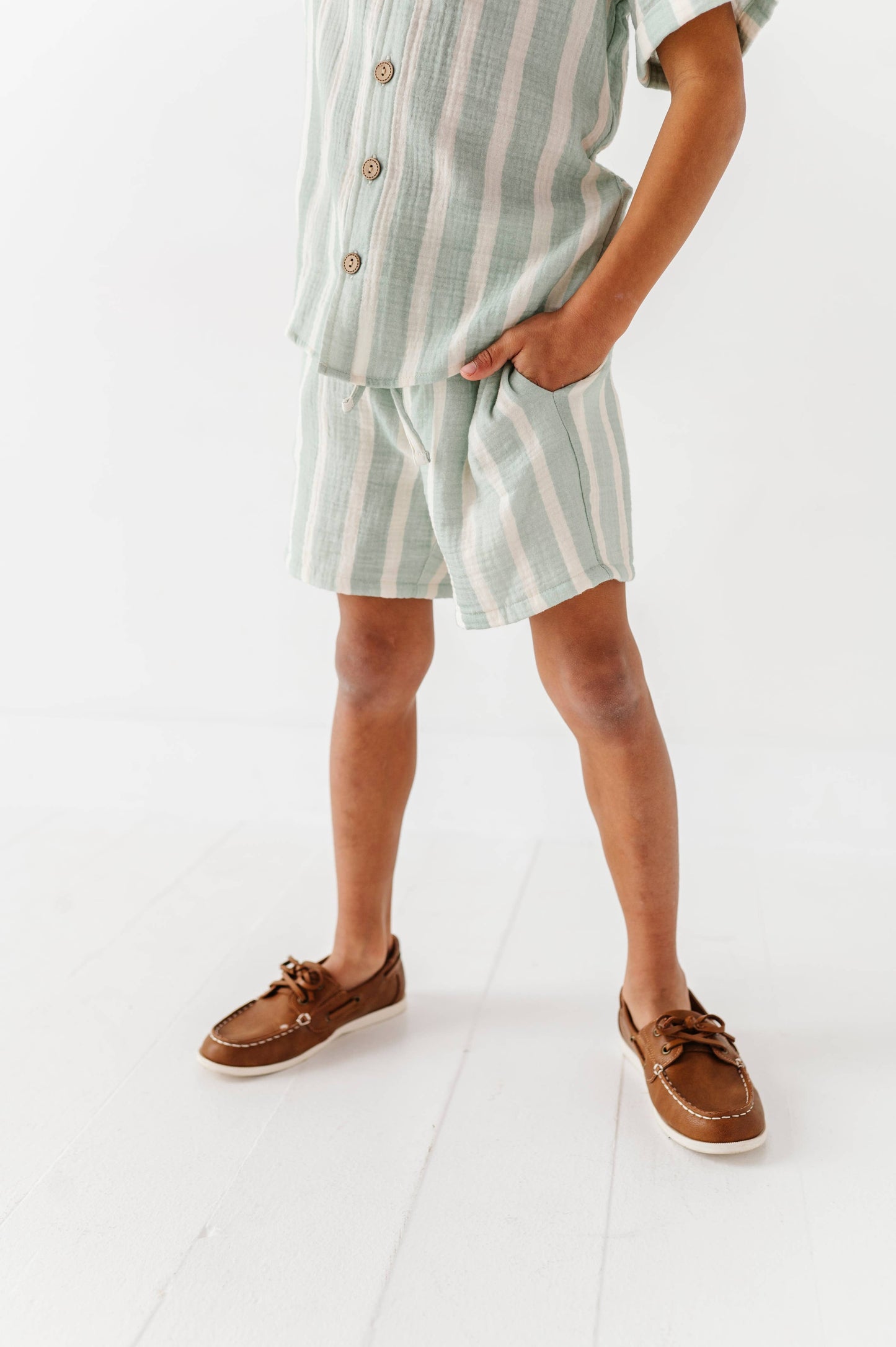 Mint Bay Stripes | BOYS LINEN SET