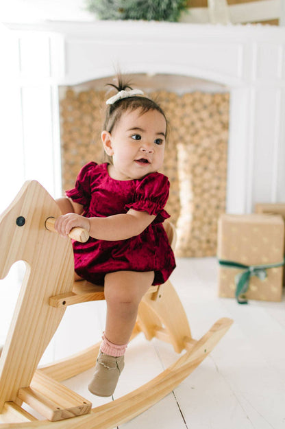 Ollie Jay - Quinn Romper in Crushed Cranberry Velvet