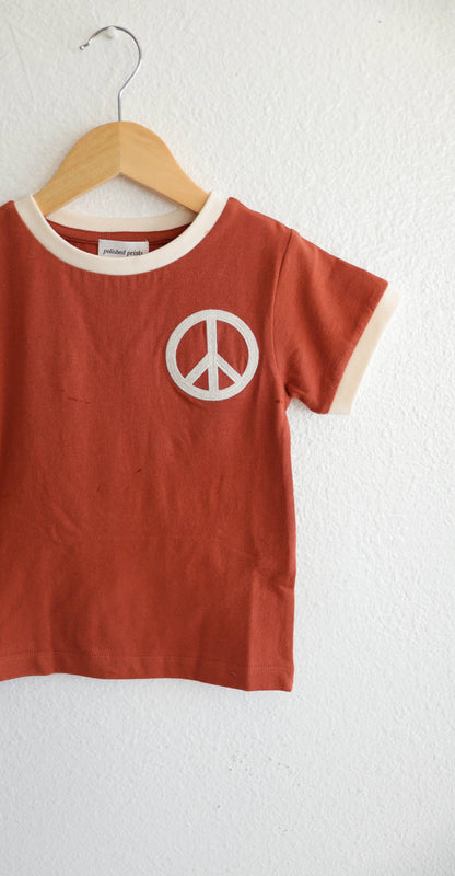 Peace Ringer Tee - Rust