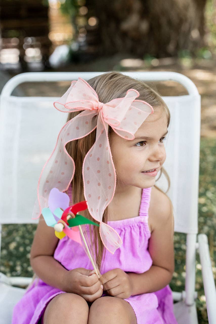 Modern Piggy - Coral Dot | Statement Ribbon Bow