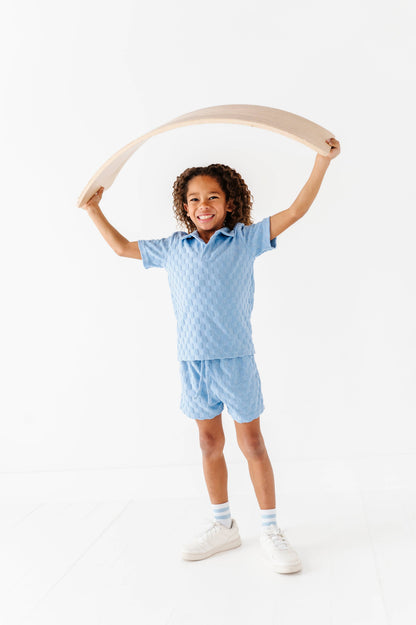 Coastal Blue | BOYS TERRY CHECK SET