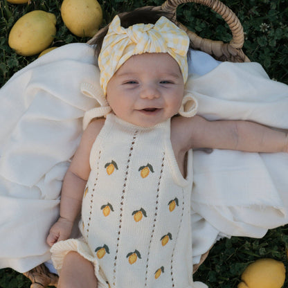 Forever French Baby - Knit Ruffle Romper | Lemon: Newborn