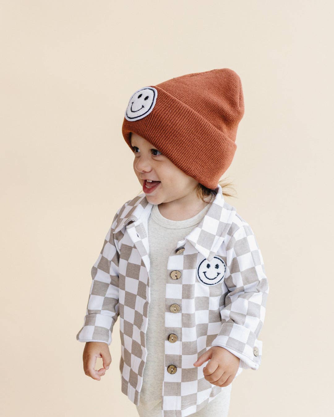 Lucky Panda Kids - Smiley Baby Kids Beanie | Rust: Toddler