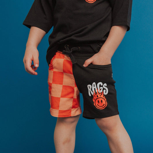 RAGS - Kids Shorts - Orange Check