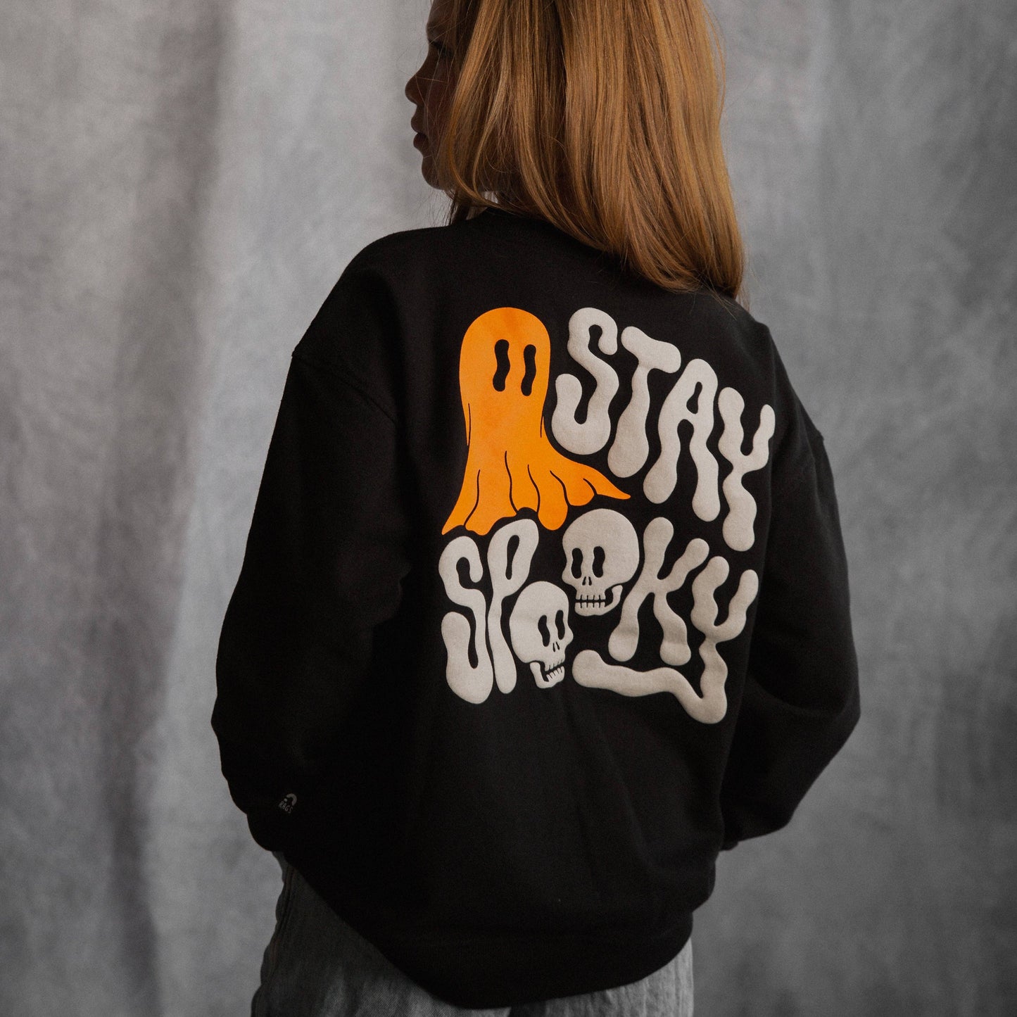 RAGS - Drop Shoulder Kids Sweatshirt - 'Stay Spooky' - Asphalt