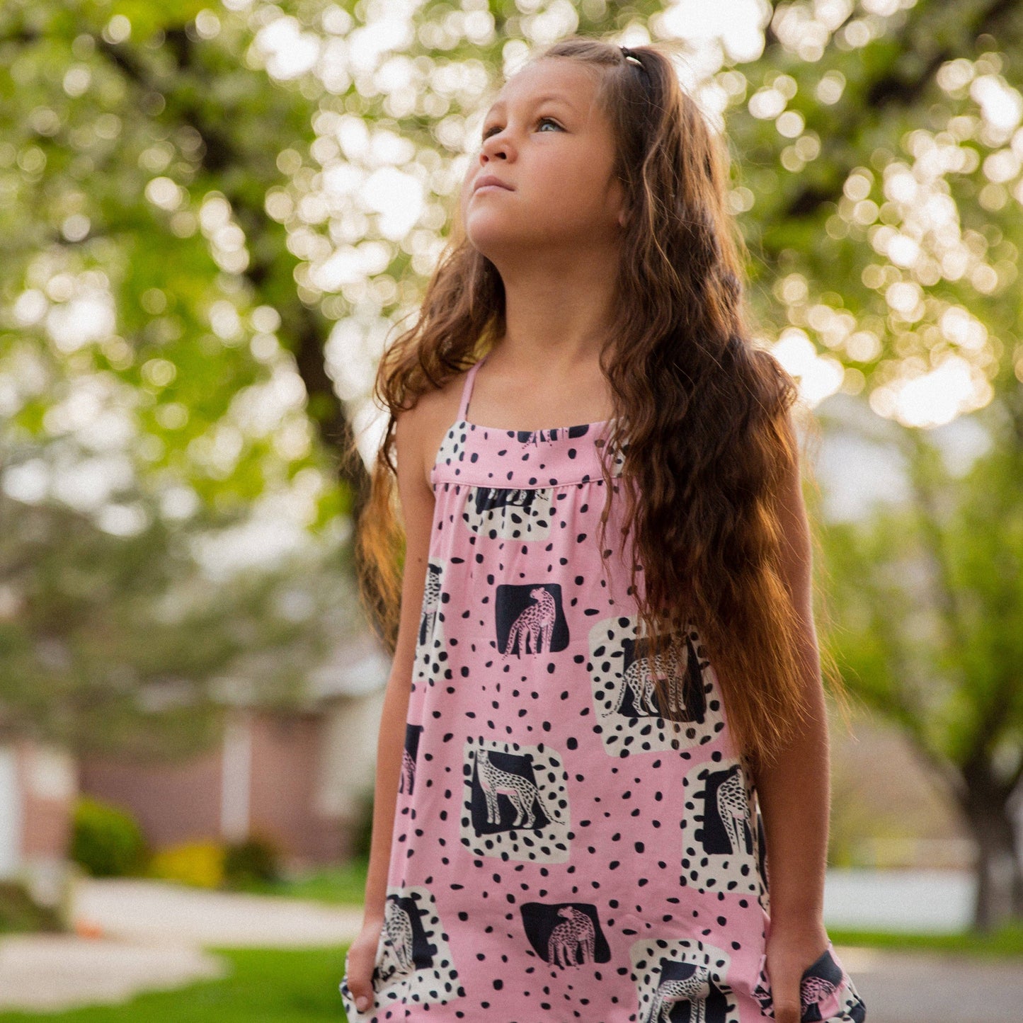 RAGS - Gathered Strappy Tank Rag Romper With Side Pockets - Cheetah pose