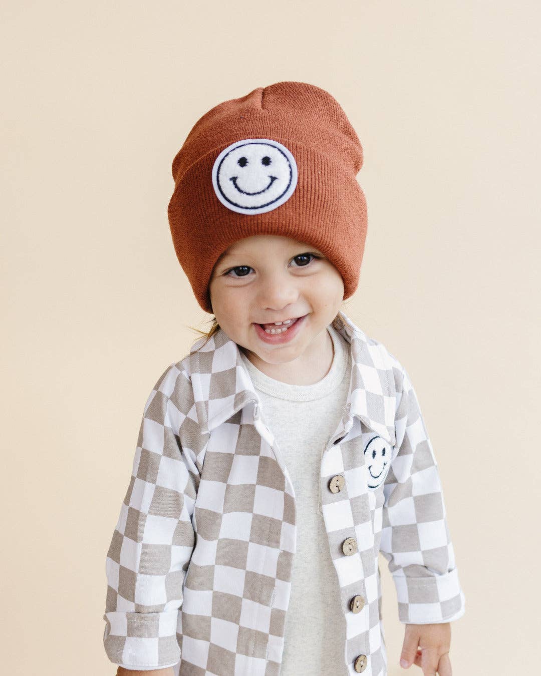 Lucky Panda Kids - Smiley Baby Kids Beanie | Rust: Toddler