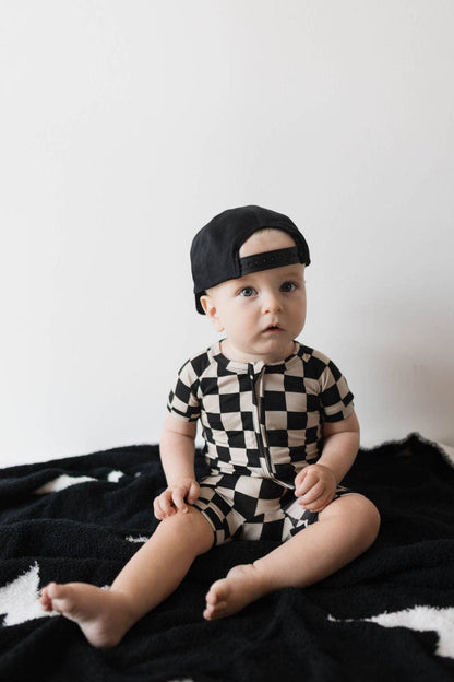 Forever French Baby - Shortie Bamboo Zip | Black Checker